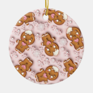 "Gingerbread Love Pattern Ornament" Ceramic Ornament