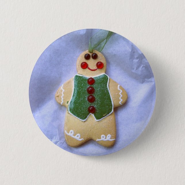 Gingerbread Man 2 Inch Round Button (Front)