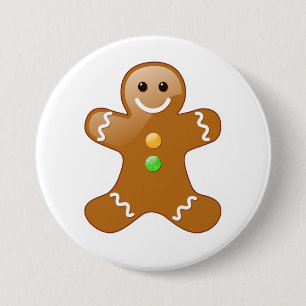 Gingerbread Man 3 Inch Round Button