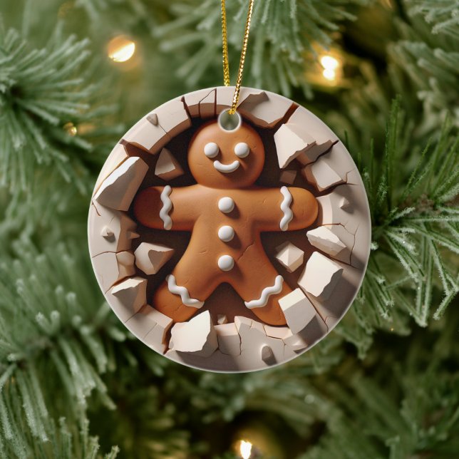Gingerbread Man 3D Effect NOT Actual 3D Ceramic Ornament (Tree)