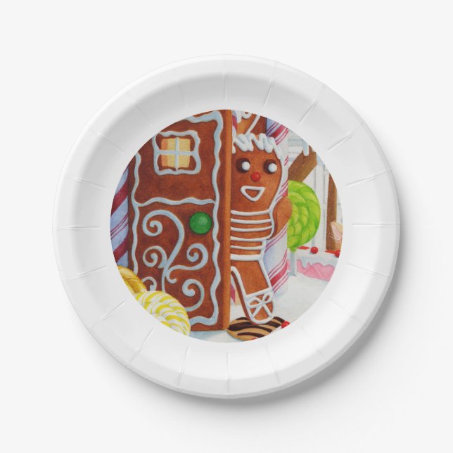 GINGERBREAD MAN 7" Round Paper Plates (Front)