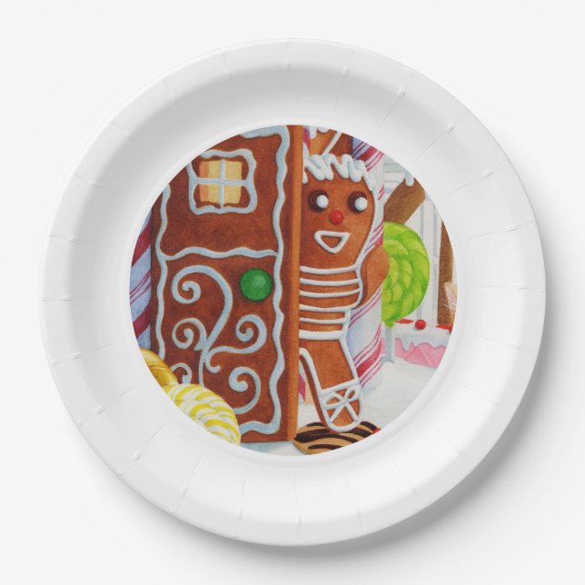 GINGERBREAD MAN 9" Round Paper Plates (Front)