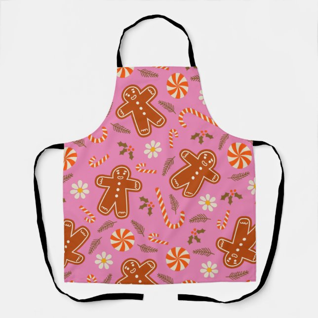 Gingerbread man and candy cane pattern   apron (Front)