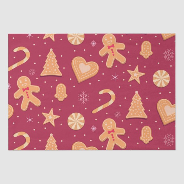 Gingerbread man and Christmas cookies pattern Tissue Paper (Front)