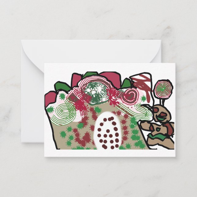 Gingerbread man and house party card (Front)