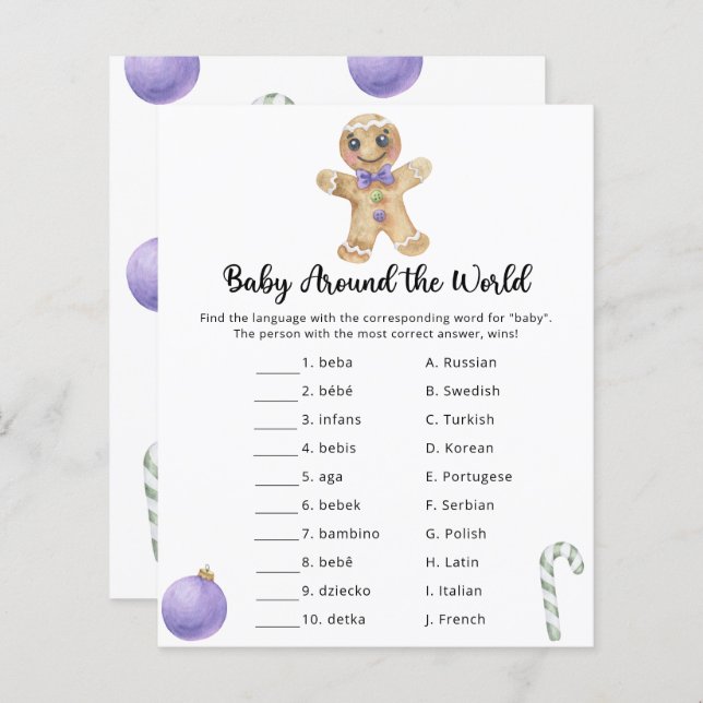 Gingerbread man - Baby around the world game (Front/Back)