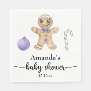 Gingerbread man baby shower napkin