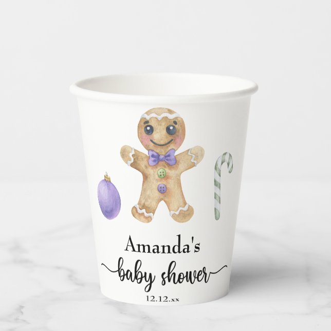 Gingerbread man baby shower paper cups (Front)