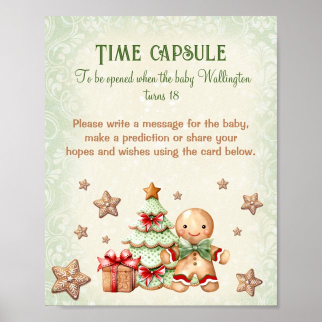 Gingerbread Man Baby Shower Time Capsule Sign (Front)