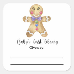 Gingerbread man - baby's first library square sticker