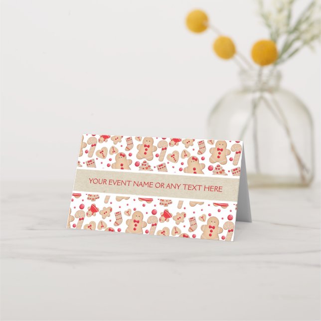 Gingerbread Man Baked Cookies Rustic Whimsical Place Card (Front)