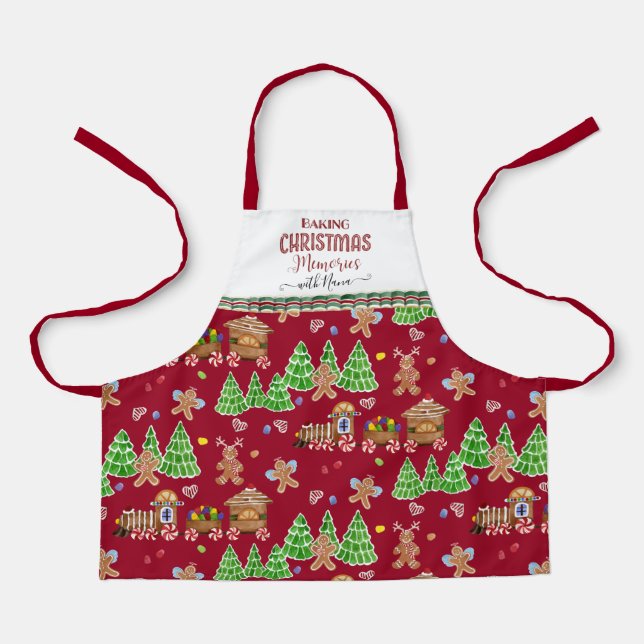 Gingerbread Man Baking Christmas Memories w Nana Apron (Front)