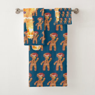 Gingerbread man bath towel set