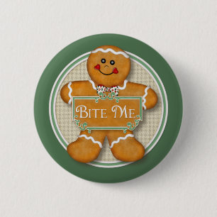 Gingerbread Man - Bite Me 2 Inch Round Button