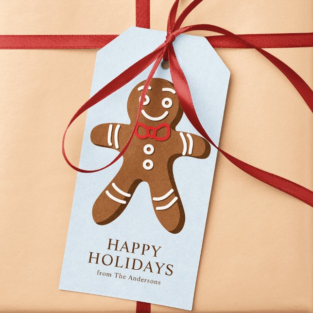 Gingerbread Man Blue Christmas Gift Tags (Creator Uploaded)