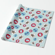 Gingerbread Man Blue Circles Christmas and Holiday