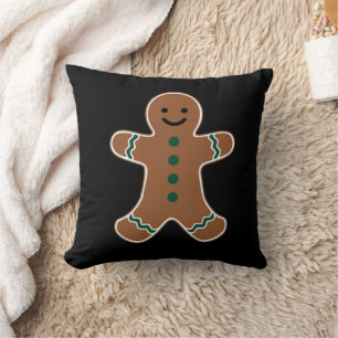 Gingerbread Man Body Costume for Christmas Throw Pillow