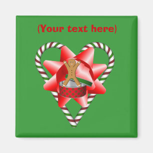 Gingerbread Man Bow Christmas Holiday Magnet