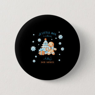 Gingerbread Man Boy Blue Christmas Baby Shower  2 Inch Round Button