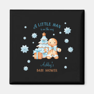 Gingerbread Man Boy Blue Christmas Baby Shower Magnet