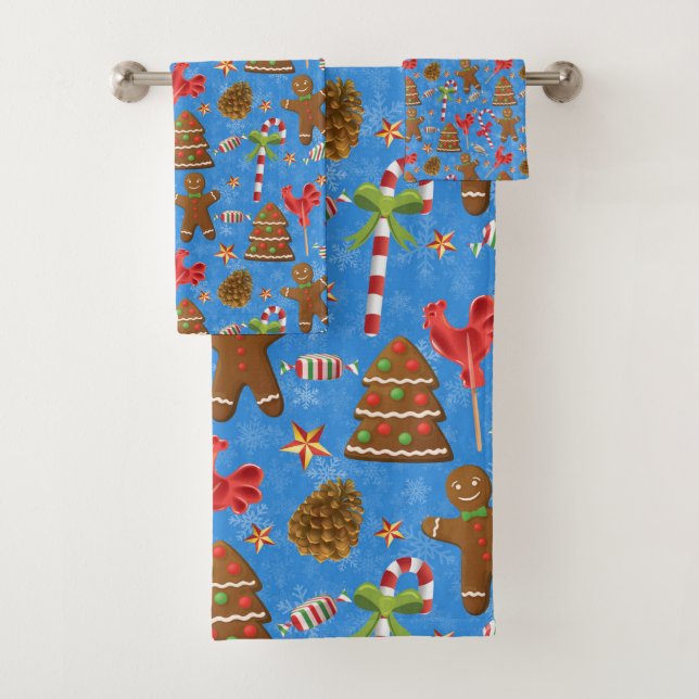 Gingerbread Man,Candy and lollipop Bath Towel Set (Insitu)
