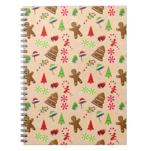 Gingerbread Man,Candy and santa hat Notebook