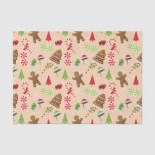 Gingerbread Man,Candy and santa hat Tissue Paper