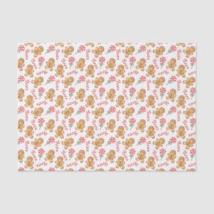 Gingerbread Man Candy Cane Christmas Pattern Tissue Paper