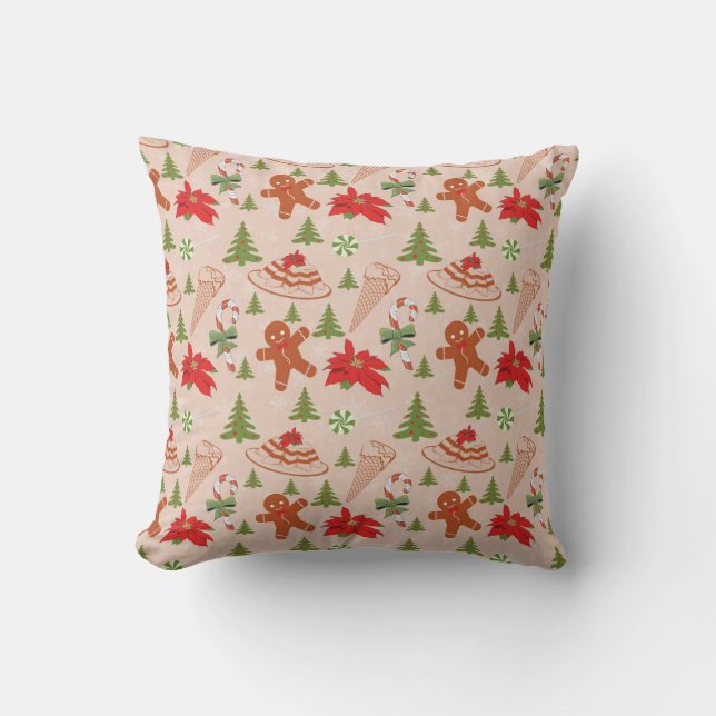 Gingerbread Man,Candy mints and ice cream Throw Pillow (Front)