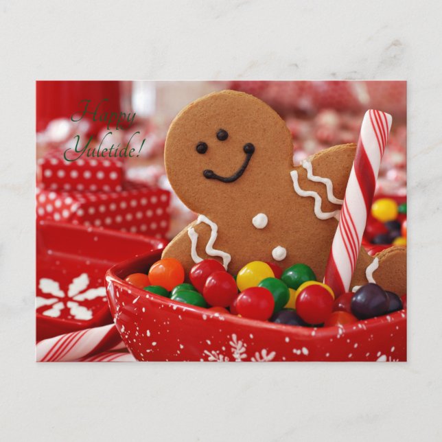 gingerbread man candycane stick postcard (Front)