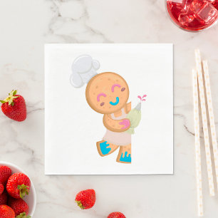 Gingerbread Man Chef with Piping Bag Napkin