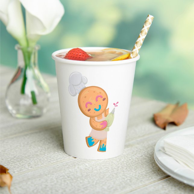 Gingerbread Man Chef with Piping Bag Paper Cups (Creator Uploaded)