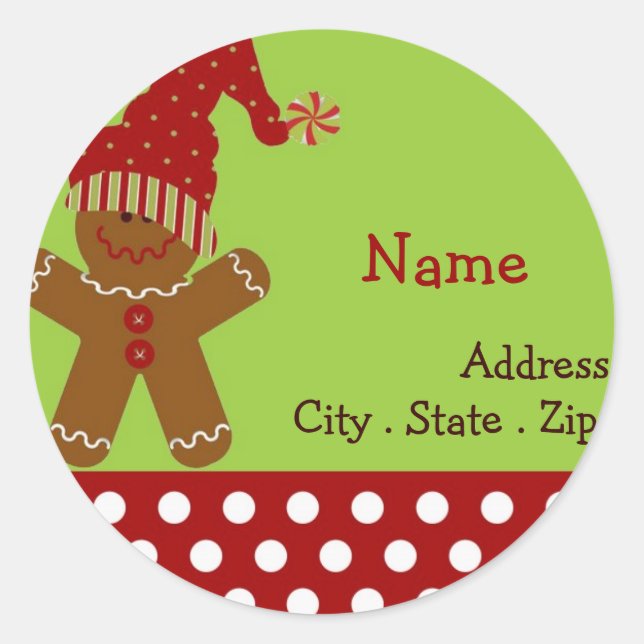 Gingerbread Man Christmas Address Label (Front)