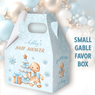 Gingerbread Man Christmas Baby Shower Gable Favor Box