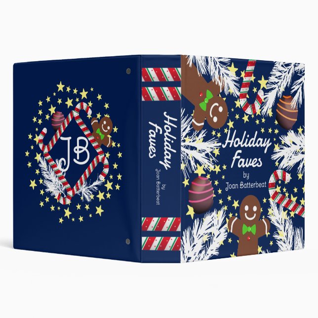 Gingerbread man Christmas baking cookbook recipe Binder (Background)