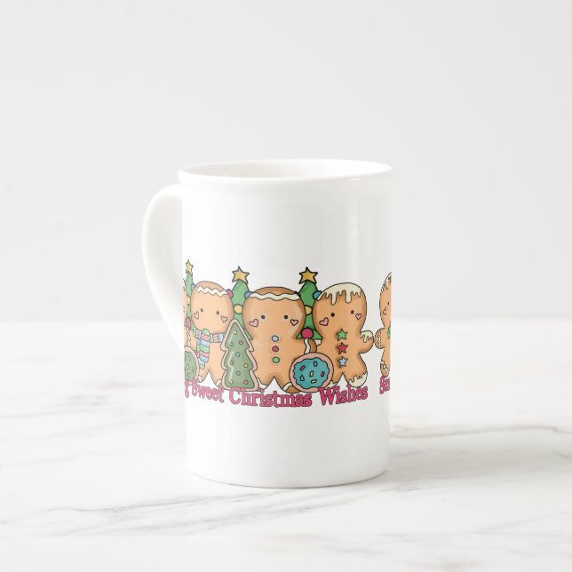 Gingerbread Man Christmas Bone China Mug (Front Left)