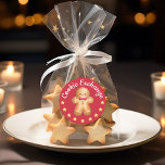 Gingerbread Man Christmas Classic Round Sticker<br><div class="desc">Red Merry Christmas Cute Gingerbread Man Classic Round Sticker.</div>