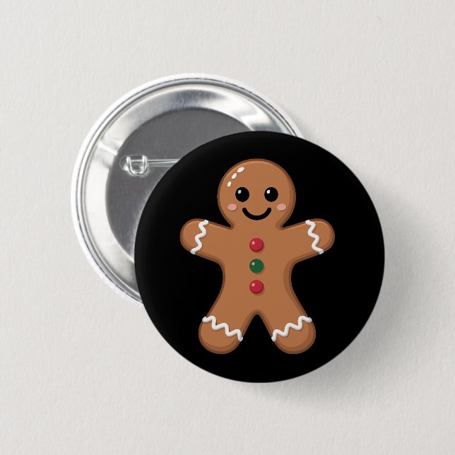 Gingerbread Man Christmas Cookie Baking Holiday  2 Inch Round Button (Front & Back)