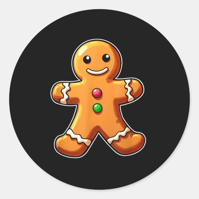 Gingerbread Man Christmas Cookie Baking Holiday Te Classic Round Sticker (Front)