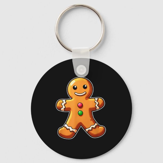 Gingerbread Man Christmas Cookie Baking Holiday Te Keychain (Front)