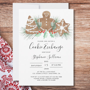 Gingerbread Man Christmas Cookie Exchange Party Invitation