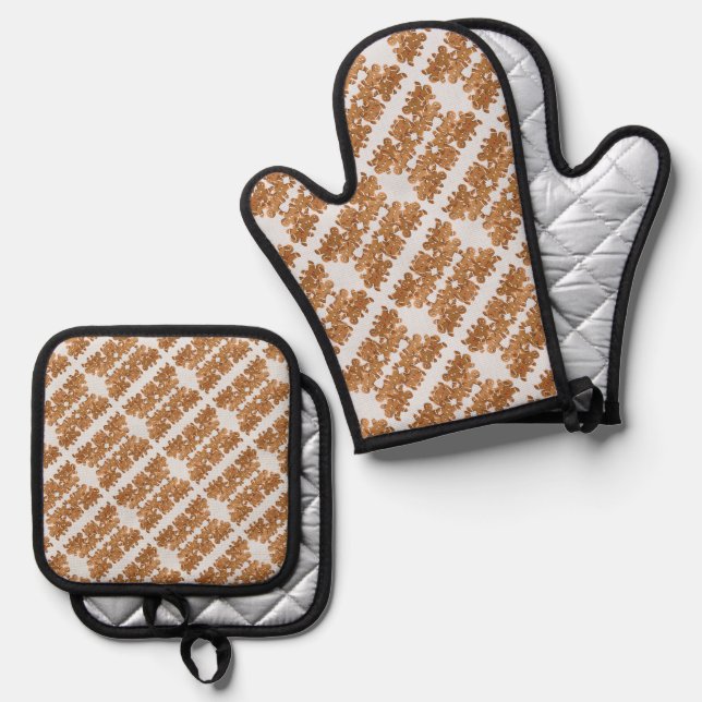 Gingerbread Man Christmas Cookie Holiday Baking  Oven Mitt & Pot Holder Set (Front/Back)