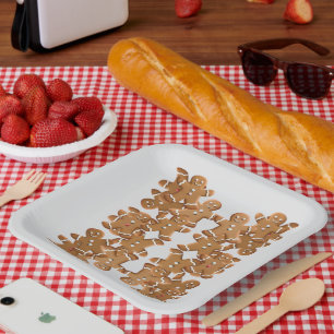 Gingerbread Man Christmas Cookie Holiday Baking  Paper Plate