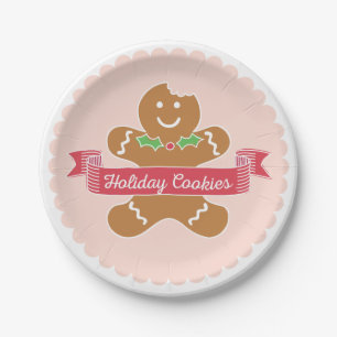 Gingerbread Man Christmas Cookie Paper Plates