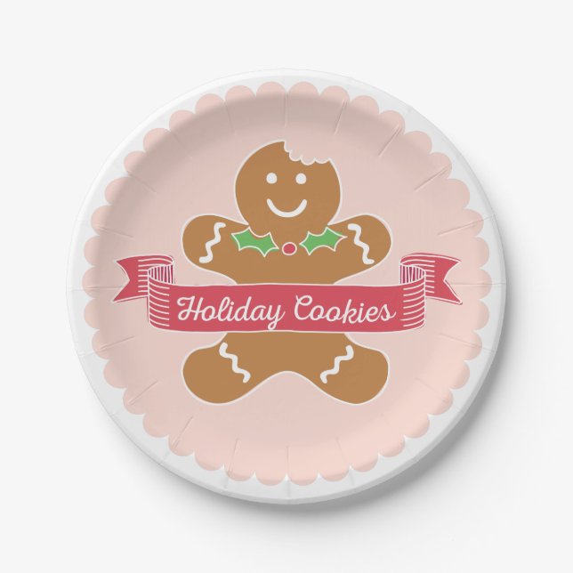 Gingerbread Man Christmas Cookie Paper Plates (Front)