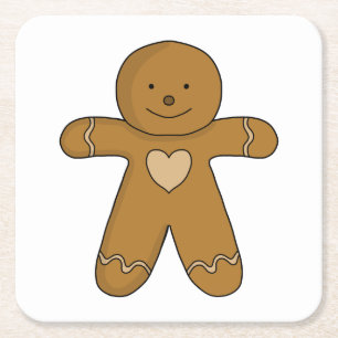 GingerBread Man Christmas Cookie Square Paper Coaster