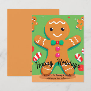 Gingerbread Man Christmas Flat Holiday Card