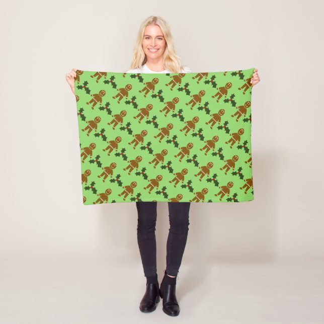 Gingerbread Man Christmas Fleece Blanket (In Situ)