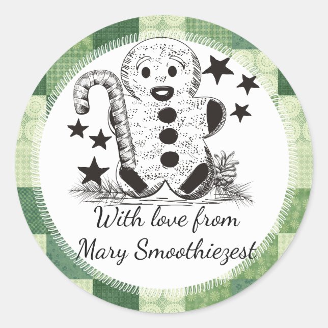 Gingerbread man Christmas food from the kitchen of Classic Round Sticker (Front)