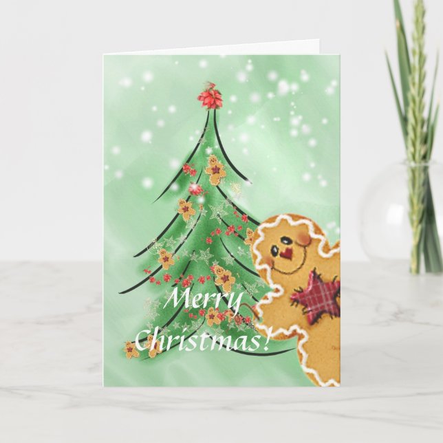 Gingerbread Man Christmas Greeting Card (Front)